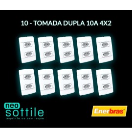 Kit 10 Peças - Conjunto Tomada Dupla 10a - Enerbras Neo Sottile